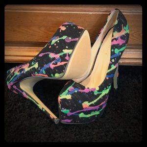 Size 8.5 woman’s high heels, multi-color